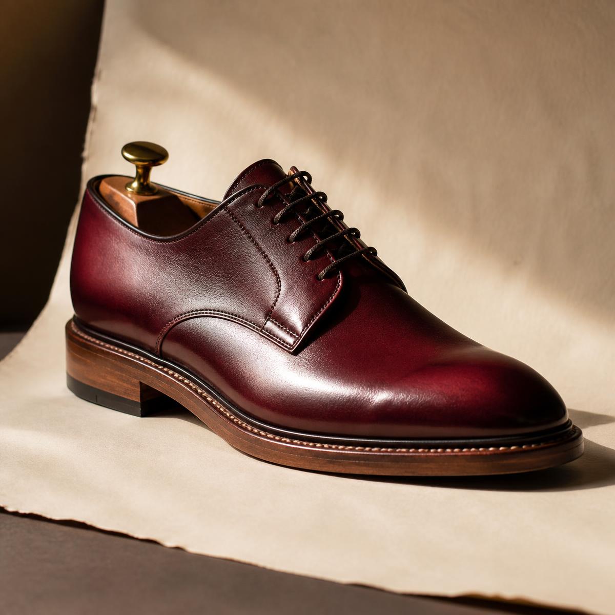 Handcrafted Goodyear-welted leather derby shoe